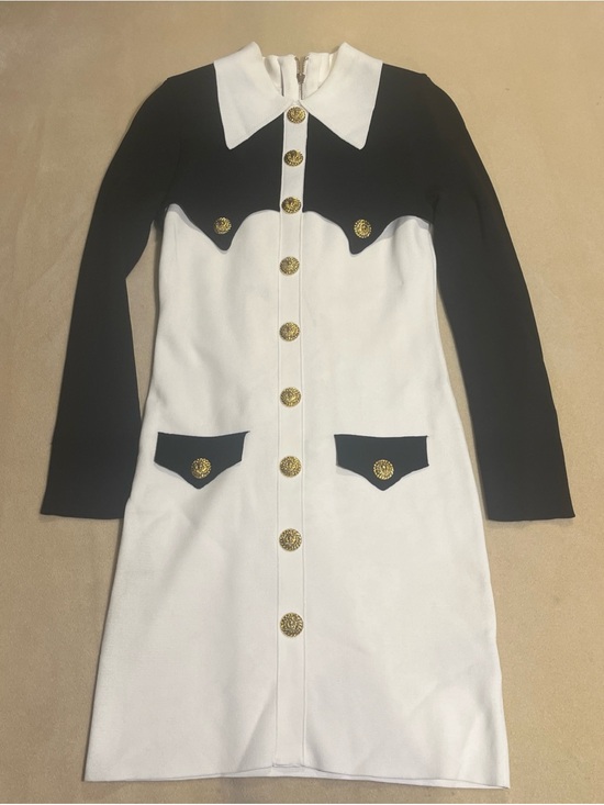 Balmain Jackets & Blazers - Balmain Paris Black & White Crepe Minidress Size 34